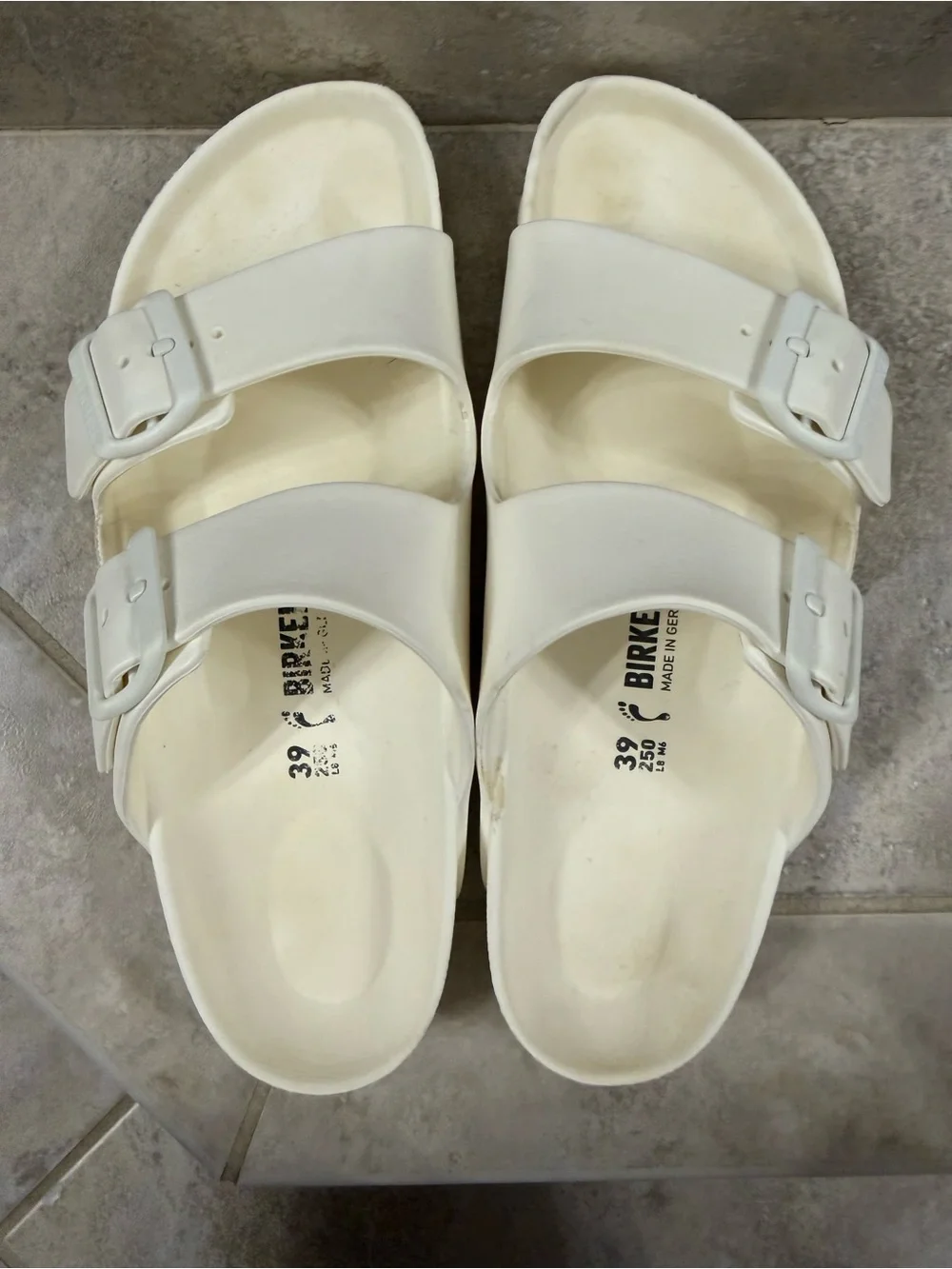 Birkenstock White Two-Strap EVA Arizona Sandals Size 39